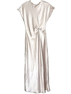 Zara Champagne Satin Twist Maxi Dress